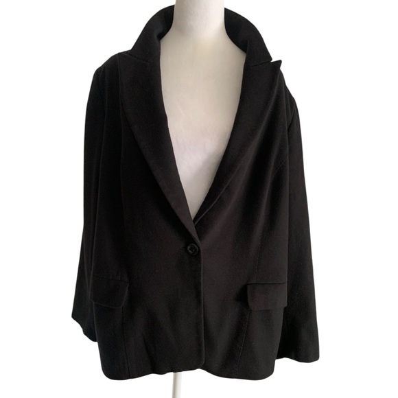 Marina Rinaldi Black Wool Angora Blend Size 27/18W Quiet Luxury Jacket - Picture 1 of 7